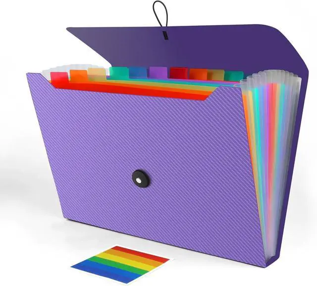 Main image of Accordion File Organizer, Expanding File Folder for Sorting Documents and Papers, 13 Pockets File Storage Organizer for Home, Travel and Office Use, Hospital Bag Essentials (Purple)