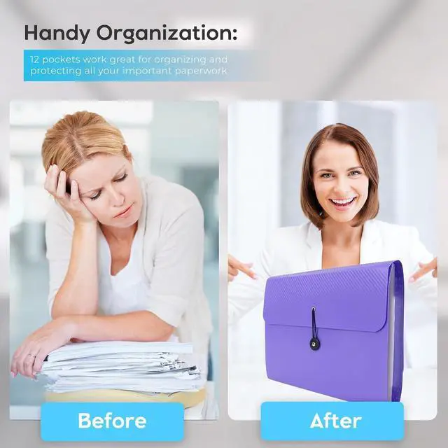 Alt view image 2 of 7 - Accordion File Organizer, Expanding File Folder for Sorting Documents and Papers, 13 Pockets File Storage Organizer for Home, Travel and Office Use, Hospital Bag Essentials (Purple)