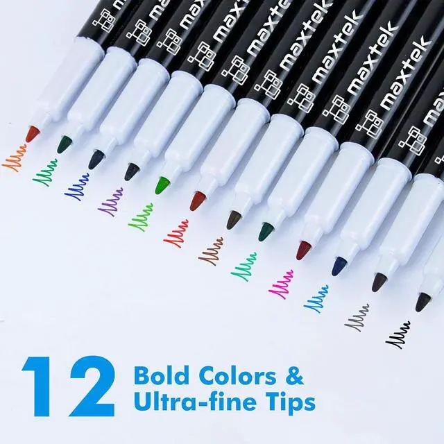 Alt view image 4 of 7 - maxtek Dry Erase Markers, 0.7mm Ultra Fine Tip, Low Odor, 12 Count
