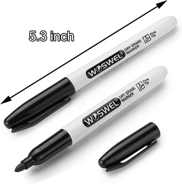 Alt view image 2 of 7 - WOSWEL Dry Erase Markers,24 Pack Black Fine Tip Whiteboard Markers, Round Point Low Odor Dry Erase Marker for School Office and Home