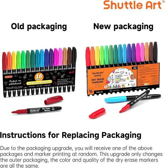 Alt view image 2 of 7 - Shuttle Art Dry Erase Markers, 16 Colors Whiteboard Markers,Fine Tip Dry Erase Markers for Kids,Perfect For Writing on Whiteboards, Dry-Erase Boards,Mirrors,Calender, School Office Supplies