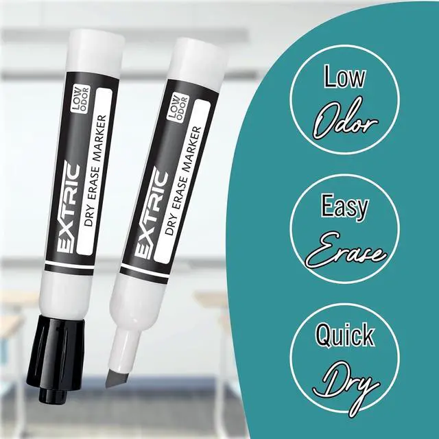 Alt view image 2 of 7 - EXTRIC Black Dry Erase Markers 12 PK Whiteboard Marker Chisel Tip
