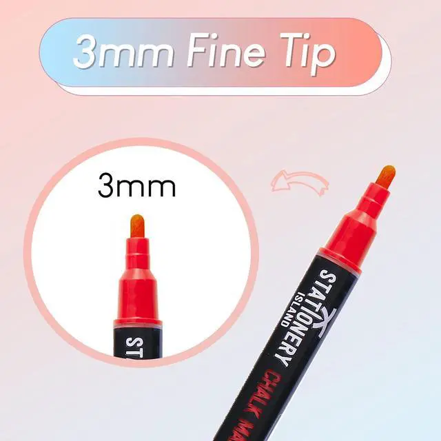 Alt view image 2 of 7 - STATIONERY ISLAND Chalk Pens for Blackboard, Liquid Chalk Markers for Chalkboard and Glass, Wipeable Chalk pens for Window Drawing,8 Colours