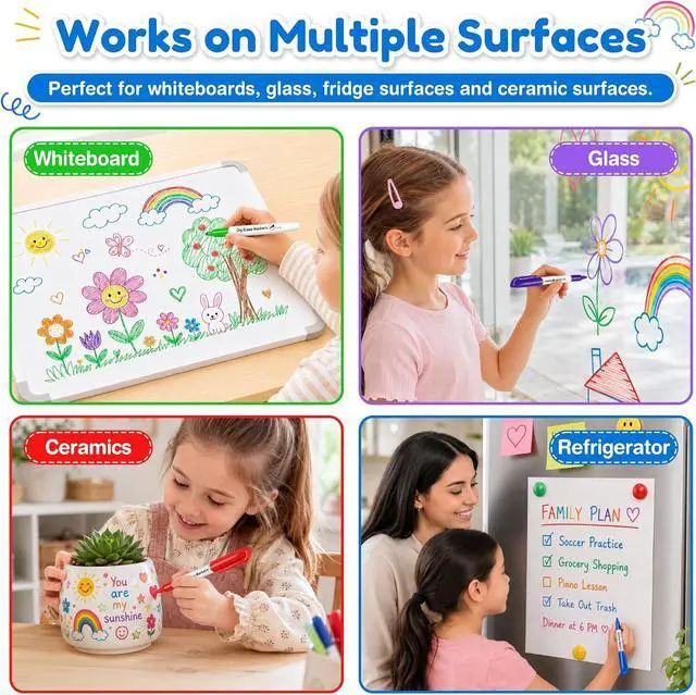 Alt view image 6 of 7 - V-Opitos 30 Pack Fine Tip Dry Erase Markers - Bulk Whiteboard Erasable Markers in 15 Colors, Ideal for School Classroom Office Supplies, Non-Toxic & Easy Clean for White board