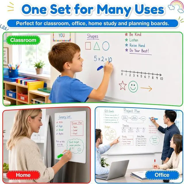 Alt view image 7 of 7 - V-Opitos 30 Pack Fine Tip Dry Erase Markers - Bulk Whiteboard Erasable Markers in 15 Colors, Ideal for School Classroom Office Supplies, Non-Toxic & Easy Clean for White board