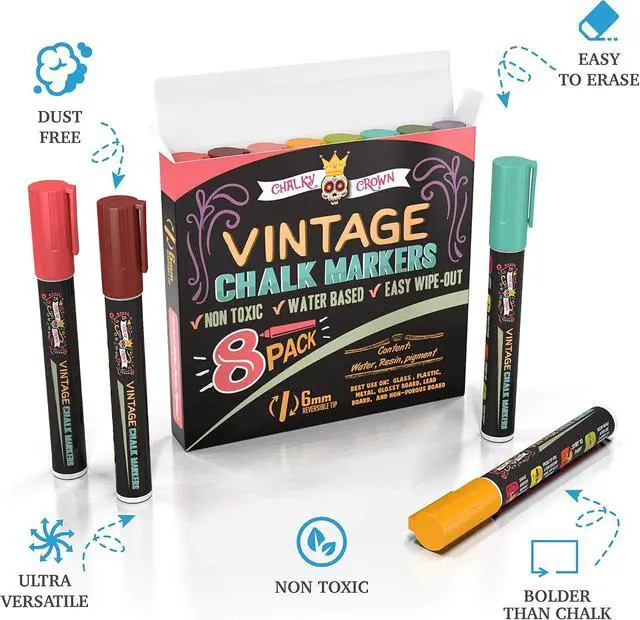 Alt view image 5 of 7 - CHALKY CROWN Liquid Chalk Markers - Vintage Colors - 8 Pack, 6mm