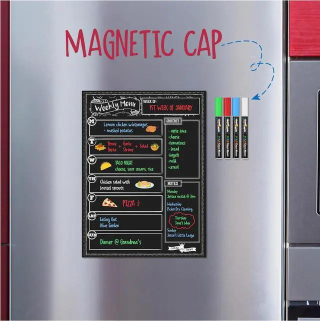 Alt view image 2 of 7 - CHALKY CROWN Magnetic Dry Erase Menu Board - Black - 15.6" x 11.6"
