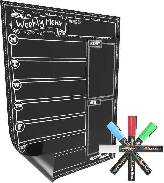Alt view image 6 of 7 - CHALKY CROWN Magnetic Dry Erase Menu Board - Black - 15.6" x 11.6"