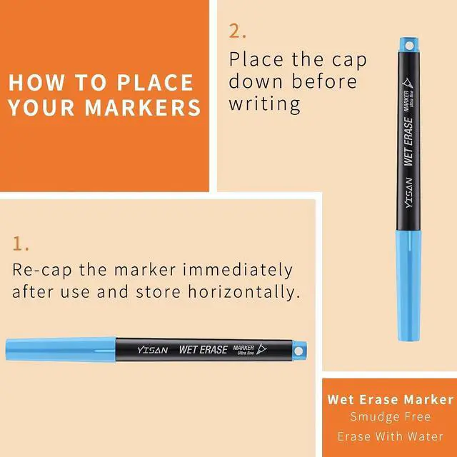Alt view image 5 of 6 - YISAN Ultra Fine Tip Magnetic Wet Erase Markers, 0.7mm, 12 Colors