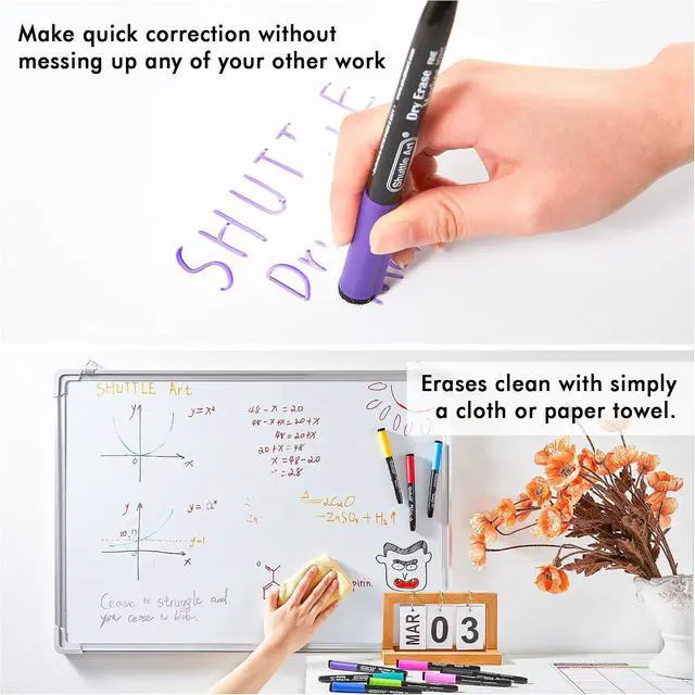 Alt view image 5 of 7 - Shuttle Art Dry Erase Markers, 15 Colors Magnetic Whiteboard Markers, Fine Point, Perfect For Writing on Whiteboards, Dry-Erase Boards,Mirrors for School Office Home