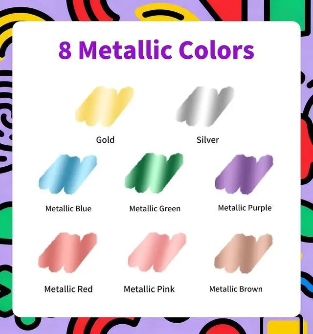 Alt view image 2 of 7 - Liquid Chalk Markers for Blackboard, 8 Metallic Colors Washable Window Markers, 10mm 3-in-1 Jumbo Wide Tip, Dry Erase Marker Pens for Chalkboard, Car Window Paint Pens for Christmas Glass Decoration