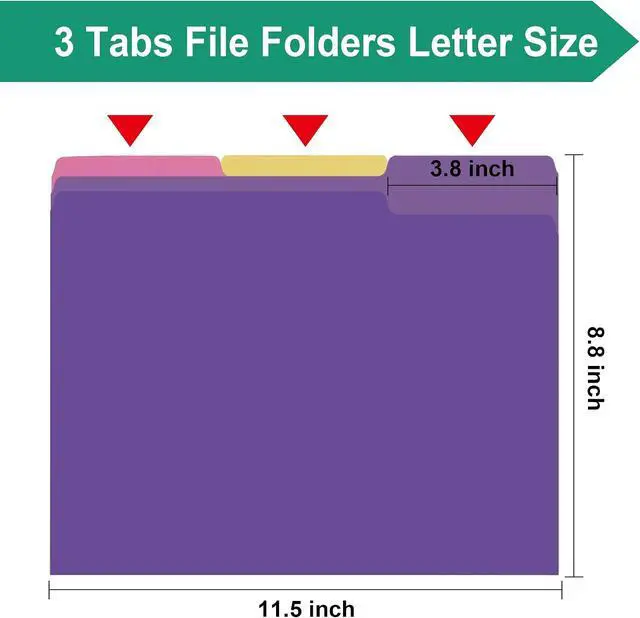 Alt view image 2 of 7 - pmybupo File Folders 18 Pack 8.5x11 Inch,1/3 Cut Tab Colored File Folders Letter Size,Office Purple Folders for Document