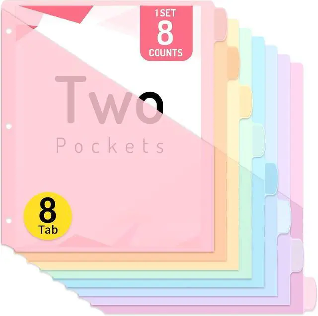 Main image of Forvencer 8 Count Dividers with Two Pockets, 8 tab Binder Dividers