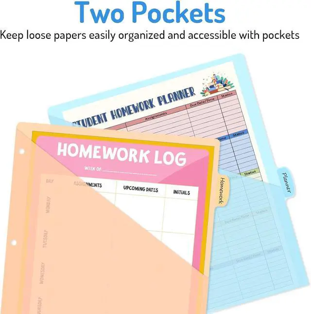 Alt view image 3 of 7 - Forvencer 8 Count Dividers with Two Pockets, 8 tab Binder Dividers