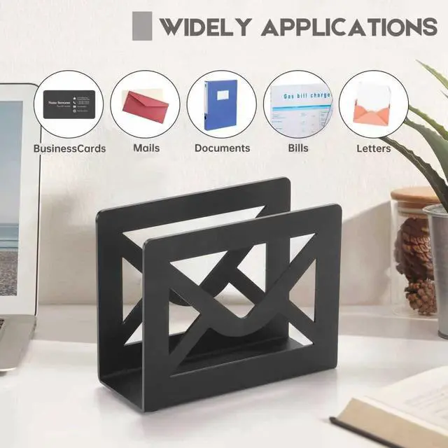 Alt view image 3 of 7 - Desktop Letter Holder, Metal Desktop Mail Holder for Desk