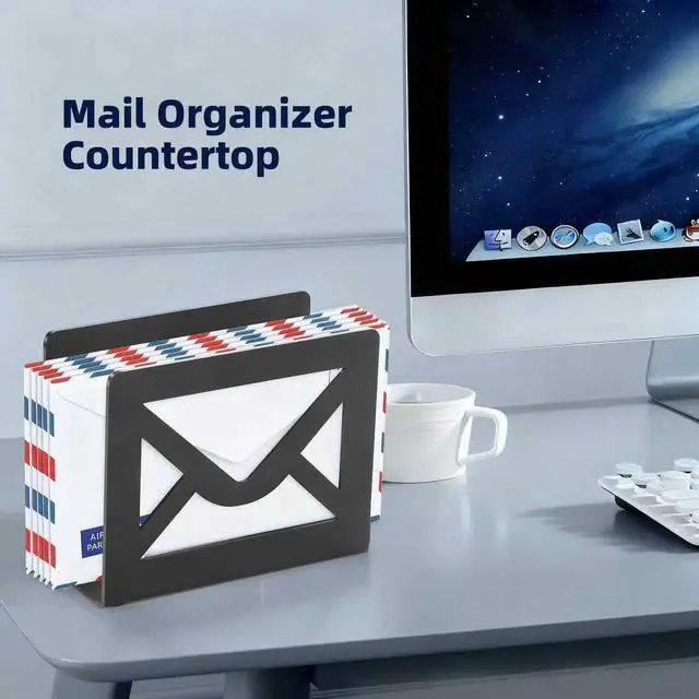 Alt view image 4 of 7 - Desktop Letter Holder, Metal Desktop Mail Holder for Desk