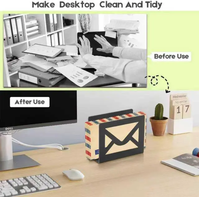 Alt view image 5 of 7 - Desktop Letter Holder, Metal Desktop Mail Holder for Desk