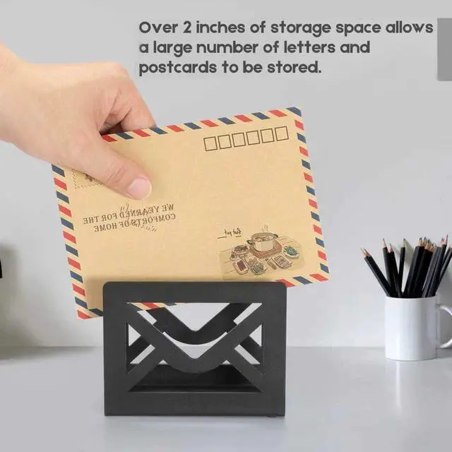 Alt view image 7 of 7 - Desktop Letter Holder, Metal Desktop Mail Holder for Desk