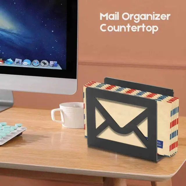 Alt view image 6 of 7 - Desktop Letter Holder, Metal Desktop Mail Holder for Desk