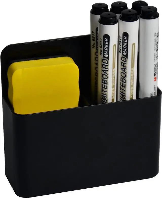 Main image of Magnetic Dry Erase Marker Holder - Multi-Surface Pen & Marker Holder for Fridge, Whiteboard, Locker - School, Office, Home - 1 Pack, Black