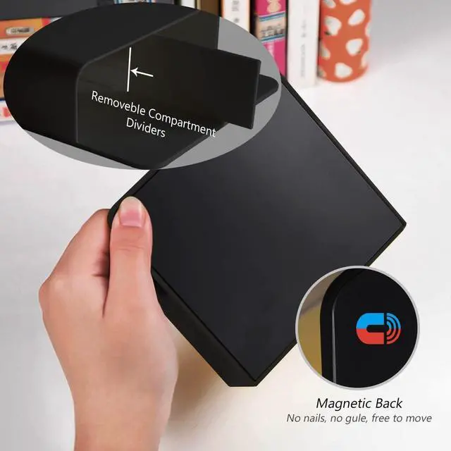 Alt view image 3 of 7 - Magnetic Dry Erase Marker Holder - Multi-Surface Pen & Marker Holder for Fridge, Whiteboard, Locker - School, Office, Home - 1 Pack, Black