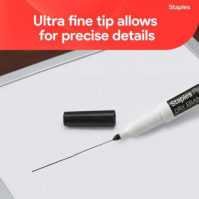 Alt view image 3 of 7 - STAPLES Remarx Dry Erase Markers, Ultra Fine Tip, Black, 12-Pack