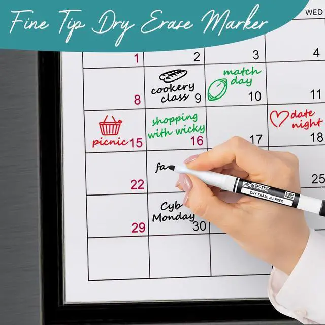 Alt view image 6 of 7 - EXTRIC Black Dry Erase Markers Fine Tip 12 PK Whiteboard Markers