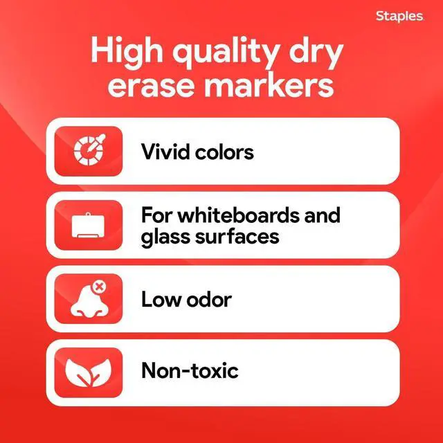 Alt view image 4 of 7 - STAPLES Remarx Dry Erase Markers, Ultra Fine Tip, Black, 12-Pack