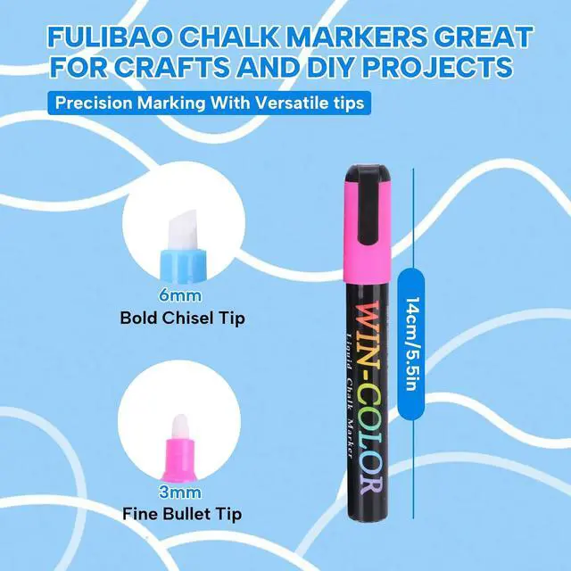 Alt view image 2 of 7 - Liquid Chalk Markers Erasable,8 Colours Window Markers,6mm Reversible Tip,Zero Dust,Chalk Markers for Blackboards,Glass,Cars,Restaurant Menu