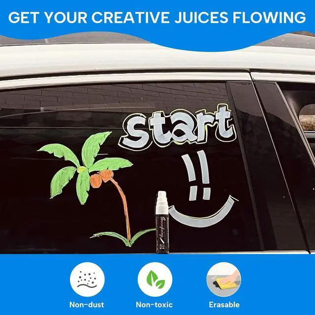 Alt view image 6 of 7 - Liquid Chalk Markers Erasable,8 Colours Window Markers,6mm Reversible Tip,Zero Dust,Chalk Markers for Blackboards,Glass,Cars,Restaurant Menu