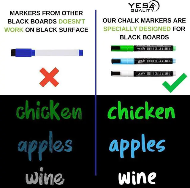 Alt view image 4 of 6 - YES4QUALITY Magnetic Liquid Chalk Markers - 3 Pack - Vibrant Neon Colors with 3 mm Fine Bullet Tip, Erasable Wet Erase Pens for Dry-Erase Blackboards