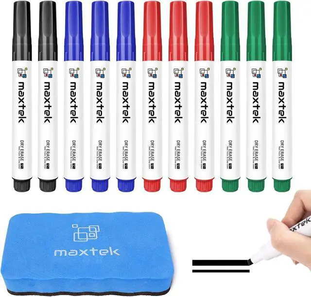 Main image of maxtek Low Odor Dry Erase Markers Chisel Tip, 12 Count