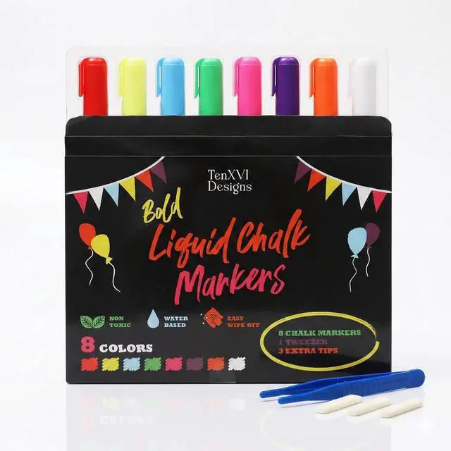 Alt view image 5 of 7 - Liquid Chalk Markers, 8 Vibrant Colors, For Chalkboard, & Glass