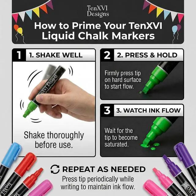 Alt view image 6 of 7 - Liquid Chalk Markers, 8 Vibrant Colors, For Chalkboard, & Glass