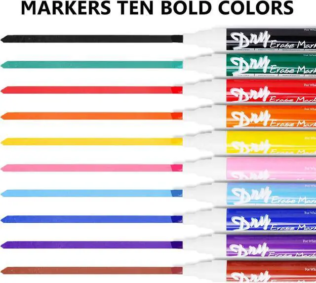 Alt view image 7 of 7 - Volcanics Dry Erase Markers, Chisel Tip, 10 Colors, 10 Pack, Low Odor