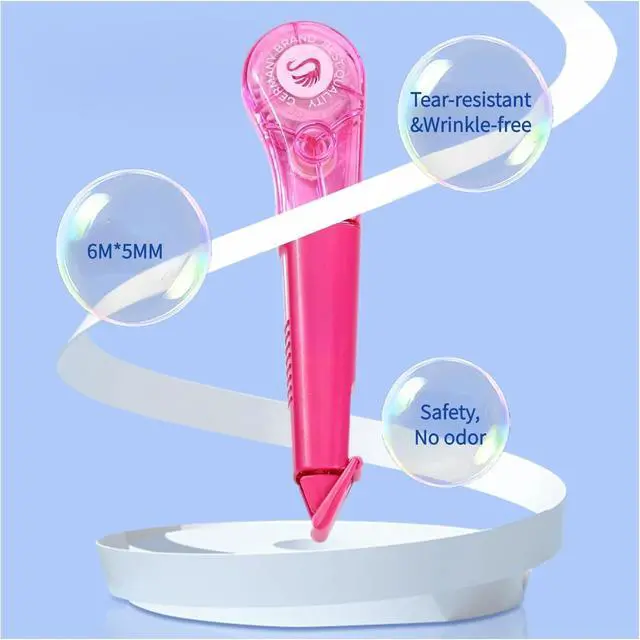 Alt view image 2 of 7 - 19.69ft Correction Tape Pen, 5-Count Pack, Dry Instantly, Stretch Resistant, not Easy to Break, as Smooth as Writing, Perfect for School, Office Supplies, Black White Red Yellow Blue
