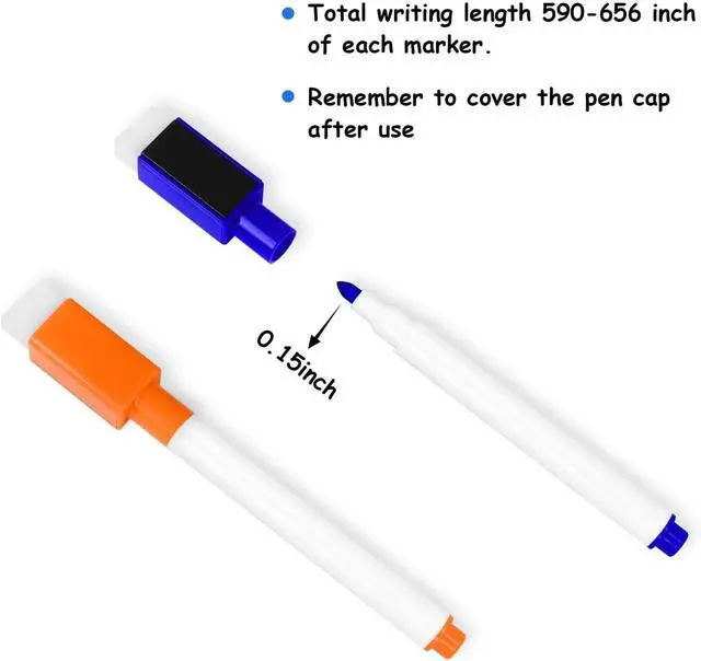 Alt view image 6 of 7 - 12 Pcs Magnetic Dry Erase Markers, Fine Tip Point Whiteboard Markers with Erases White Board Dry Markers for Teachers Office School Supplies