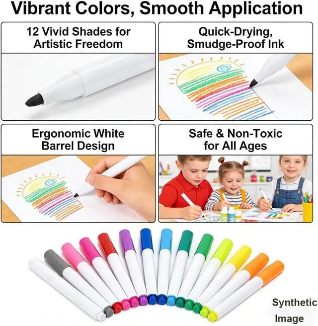 Alt view image 5 of 7 - 12-Color Neon Dry Erase Markers,Diy,Planing life