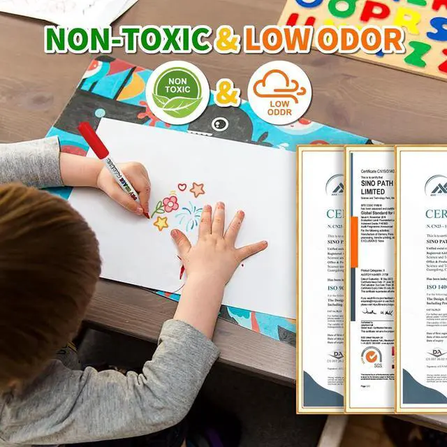 Alt view image 4 of 6 - Brush Tip Dry Erase Markers for Kids, 12 Colors Whiteboard Markers