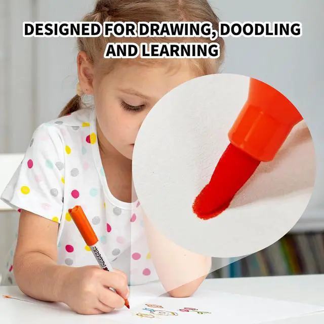 Alt view image 3 of 6 - Brush Tip Dry Erase Markers for Kids, 12 Colors Whiteboard Markers