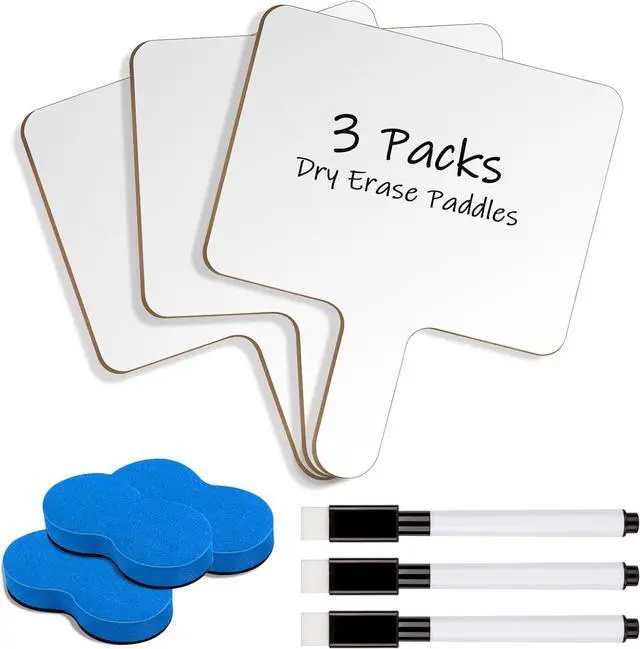 Main image of Dry Erase Paddles with Handle, 3 Pack Double Sided