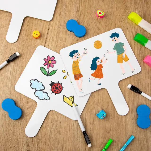 Alt view image 6 of 6 - Dry Erase Paddles with Handle, 3 Pack Double Sided