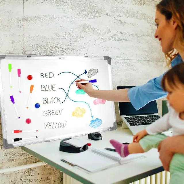 Alt view image 2 of 7 - 12 Pcs Magnetic Dry Erase Markers, Fine Tip Point Whiteboard Markers with Erases White Board Dry Markers for Teachers Office School Supplies