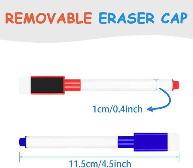 Alt view image 5 of 7 - 12 Pcs Magnetic Dry Erase Markers, Fine Tip Point Whiteboard Markers with Erases White Board Dry Markers for Teachers Office School Supplies