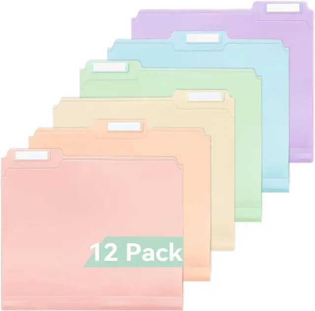 Main image of SortRax Plastic File Folders, Pastel Colors, Letter Size, 12-Pack