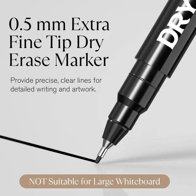 Alt view image 2 of 7 - MaxGear Magnetic Dry Erase Markers, 0.5 mm Ultra Fine Tip, 8 Count, Black