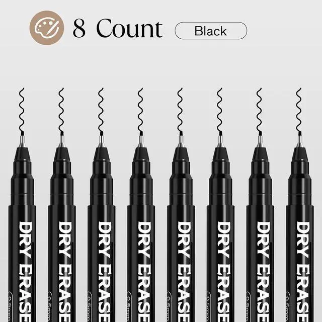 Alt view image 5 of 7 - MaxGear Magnetic Dry Erase Markers, 0.5 mm Ultra Fine Tip, 8 Count, Black