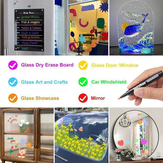 Alt view image 6 of 6 - Liquid Chalk Markers for Acrylic Calendar Planning Board - Fine Tip Wet Erase Markers for Dry Erase Board, Whiteboard, Glass, Mirror - 1mm Fine Point, Easy to Erase, Quick Drying (10 Color)