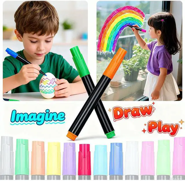 Alt view image 5 of 7 - 12-Color Neon Markers for LED Note Board, Acrylic Planning Board & Fridge Calendar | Wet Dry Erase Fine Tip Pens for Light Up Drawing | Erasable Markers