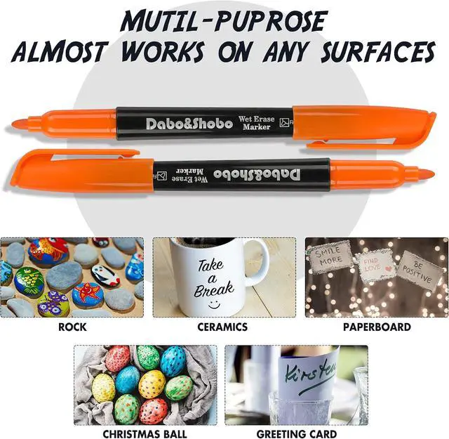Alt view image 4 of 4 - Dabo&Shobo Wet Erase Markers, 24-Count Smudge-Free Markers, 12 Colors Fine Tip, Erases With Water! Wet-Erase Low Odor Marker For Office